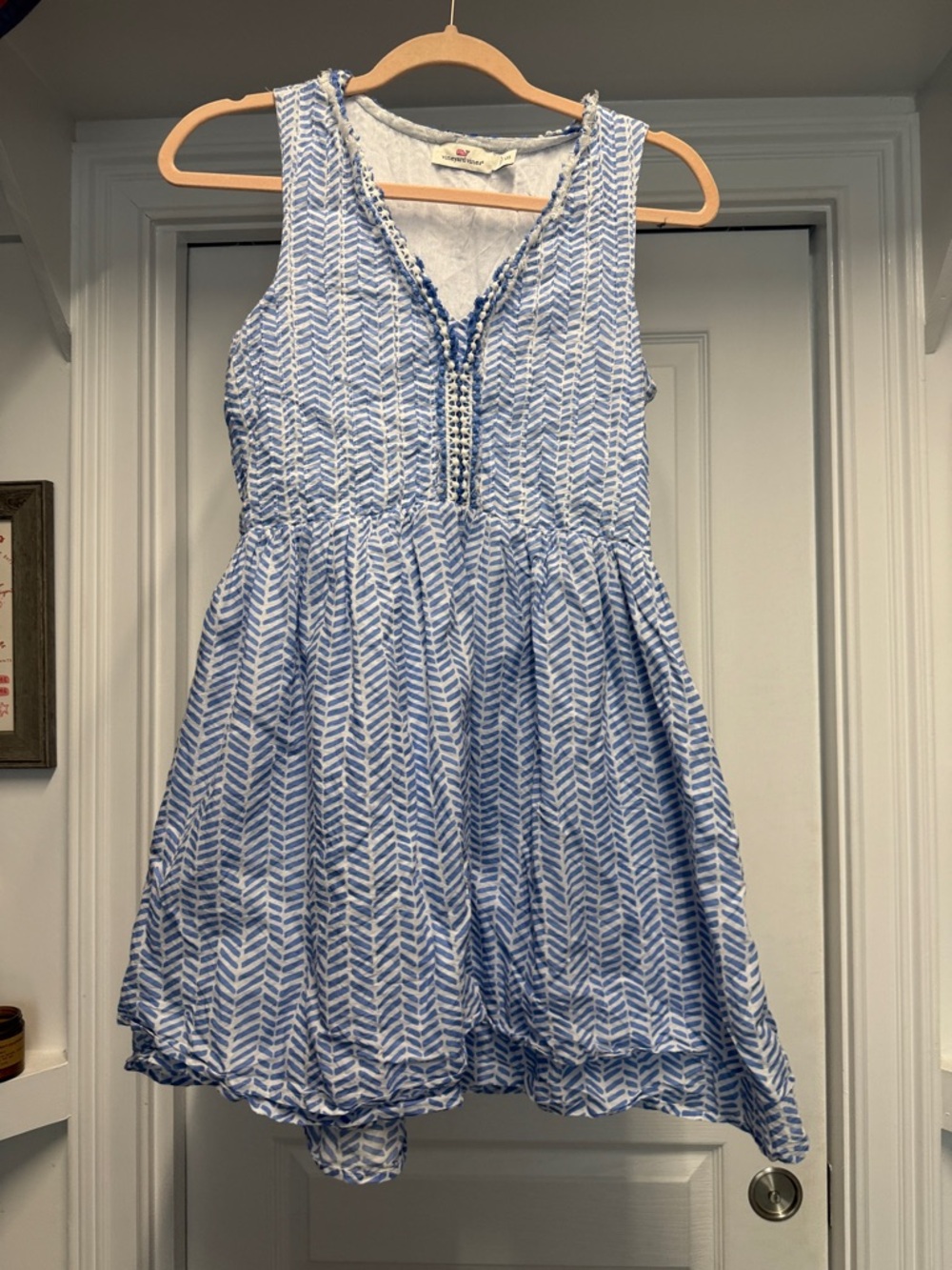 Vineyard Vines Blue and White Chevron Girls Sundress